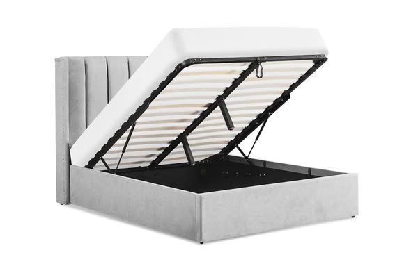 Double Ottoman Storage Bed Frame – Light Grey - Image 2