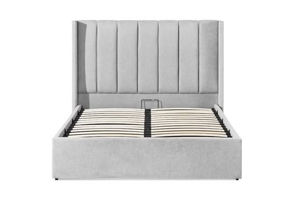 Double Ottoman Storage Bed Frame – Light Grey - Image 3