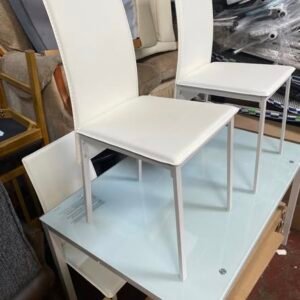 Lido White Dining Table & 4 White Chairs – Modern Dining Set